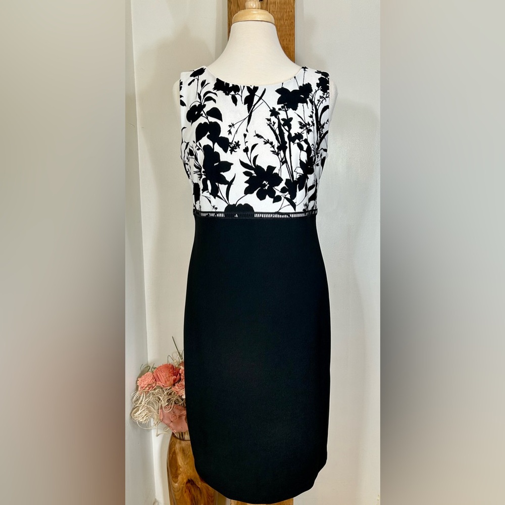 Danny & Nicole Black and White Floral Pencil Dress Suit - Picture 4 of 8